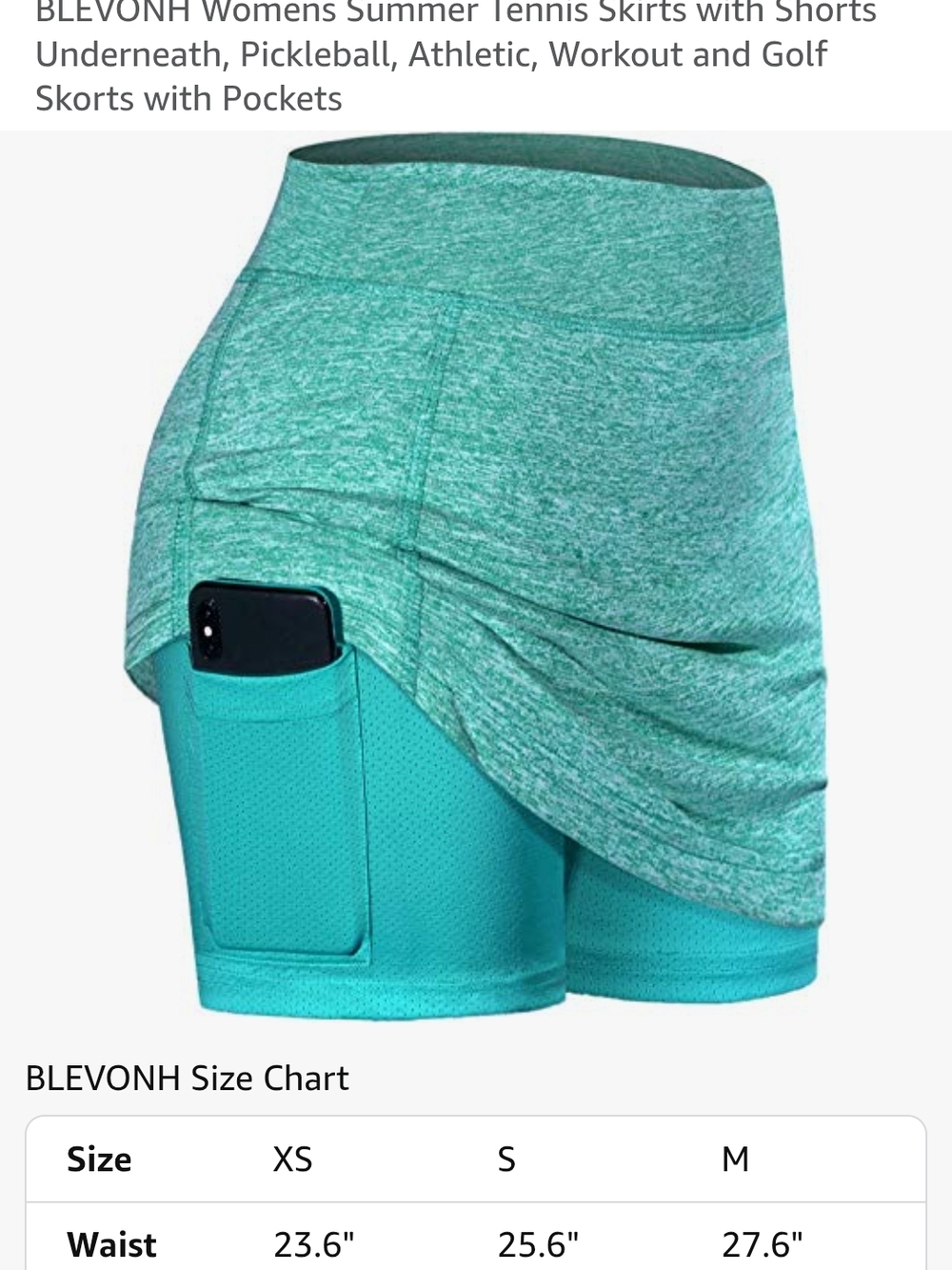 Women's Teal Athletic Skort with Pocketed Compression Shorts